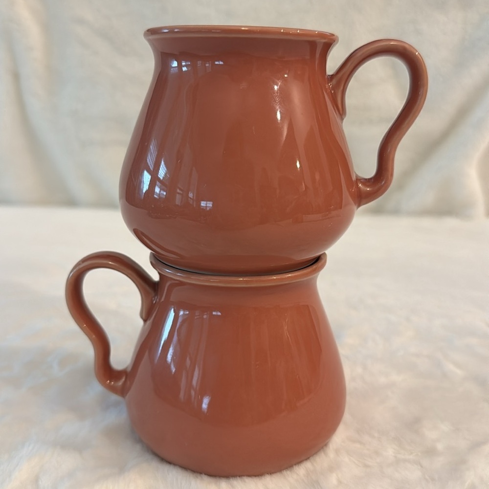 Vintage Pottery "Ear" Shaped Handle Mugs- 10oz capacity